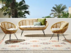 Set di divani da giardino 4 posti MARATEA Rattan Naturale