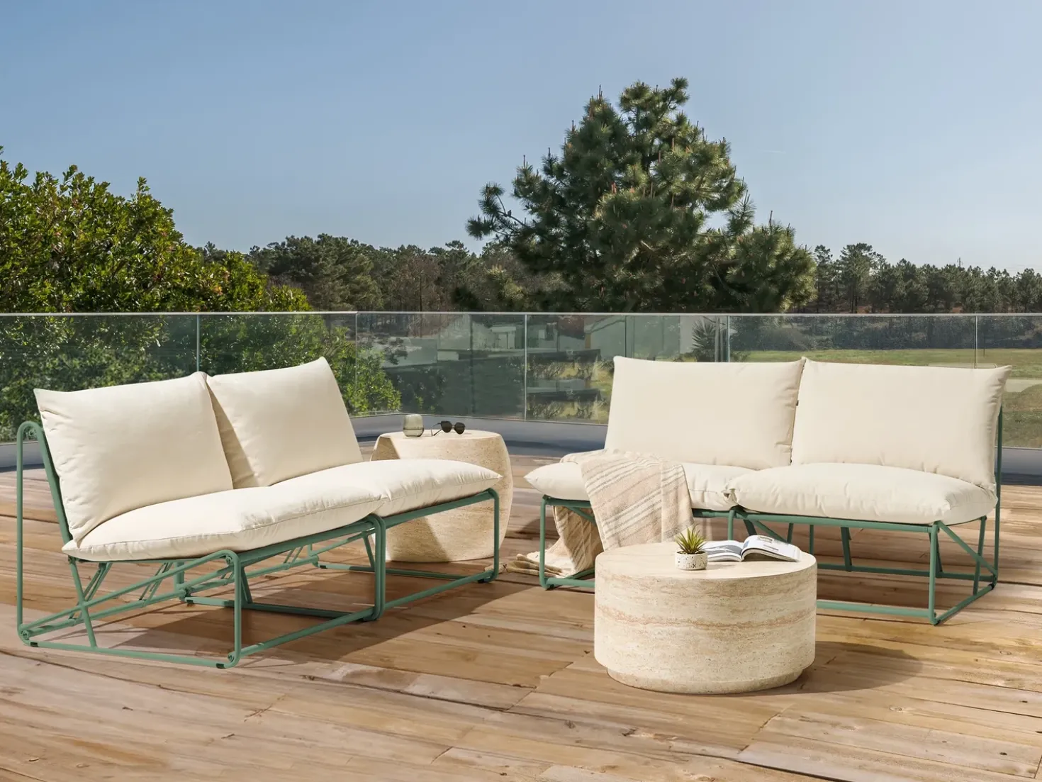 Set di divani da giardino 4 posti PICO Metallo Verde