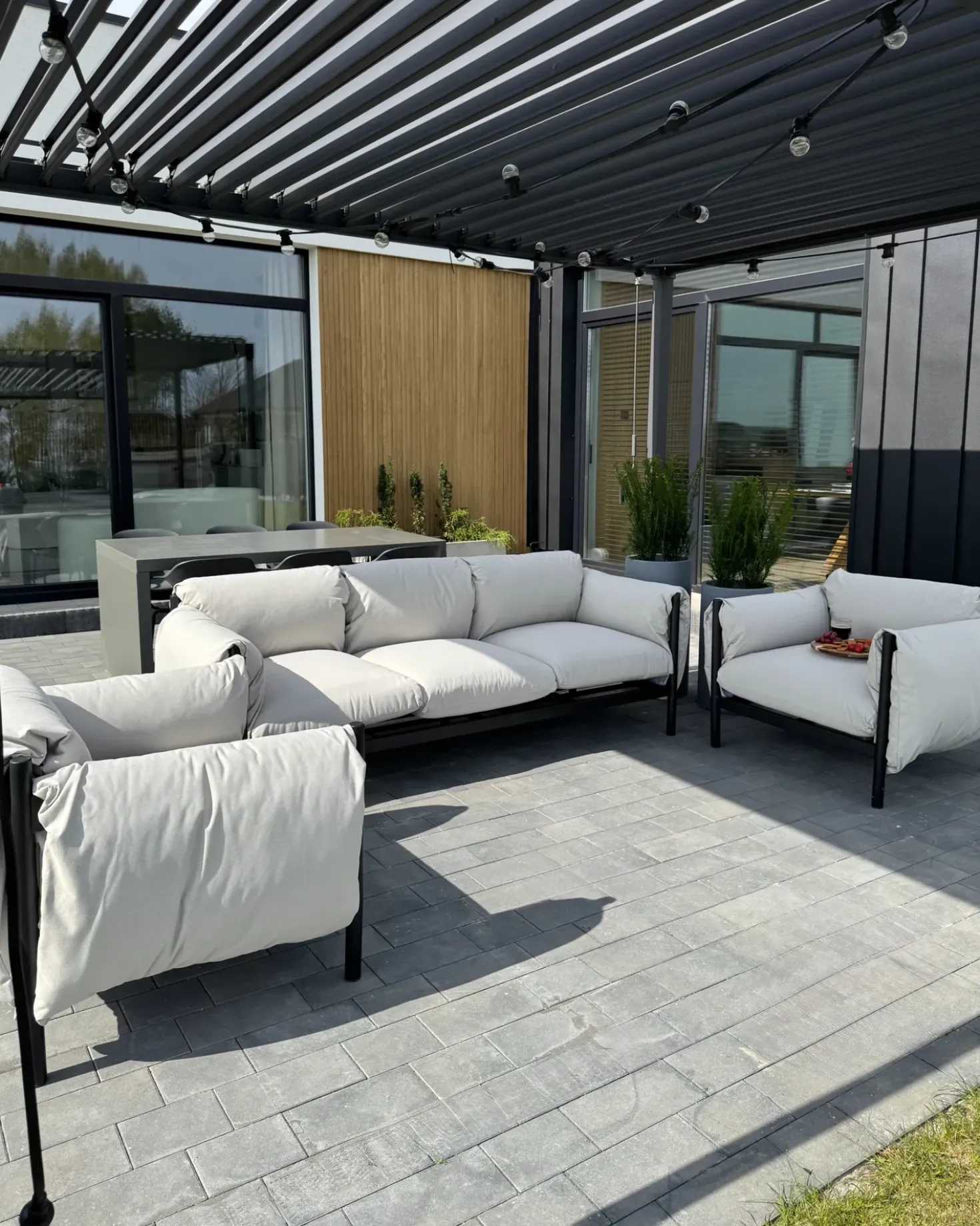 Set di divani da giardino 5 posti ESPERIA Metallo Grigio
