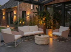 Set di divani da giardino 4 posti PONTE Metallo Beige chiaro