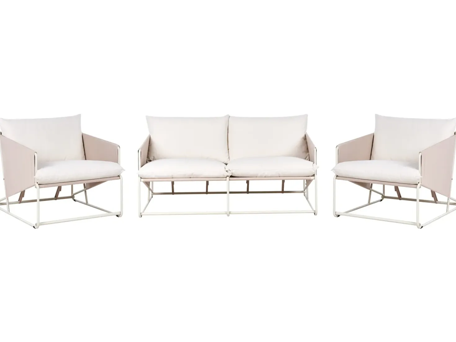 Set di divani da giardino 4 posti PONTE Metallo Beige chiaro