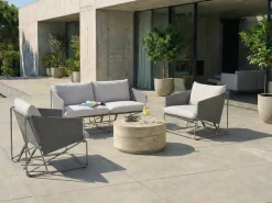 Set di divani da giardino 4 posti PONTE Metallo Grigio
