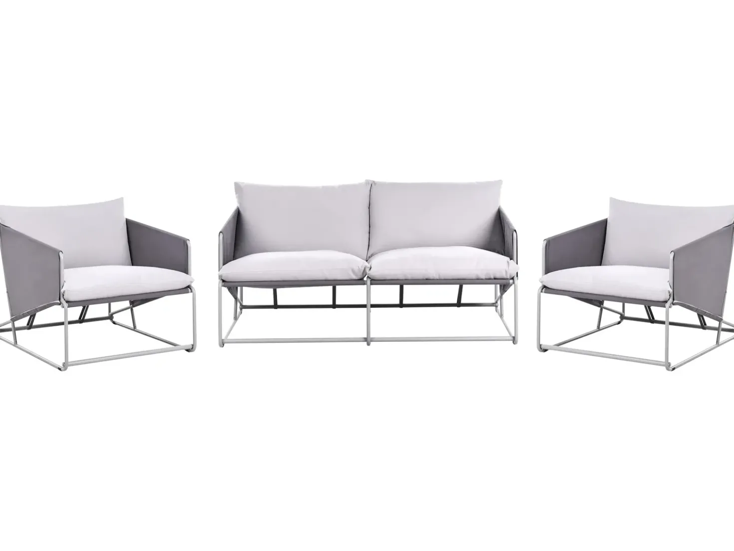 Set di divani da giardino 4 posti PONTE Metallo Grigio