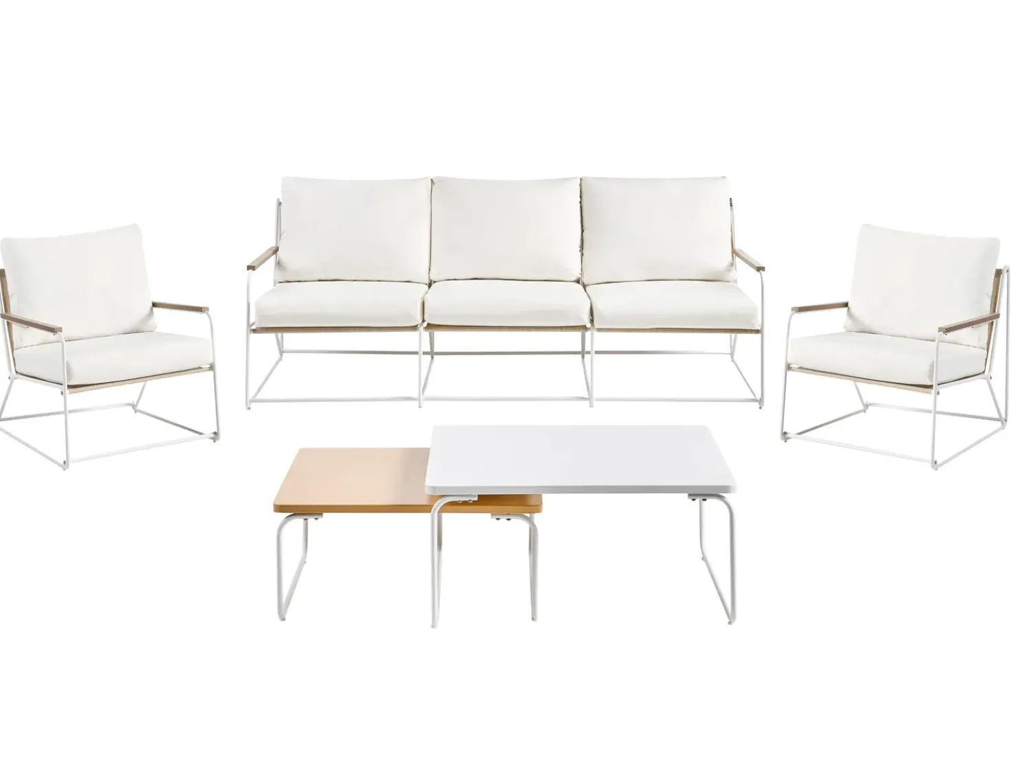 Set di divani da giardino 5 posti VENARIA con tavoli Metallo Beige/Bianco