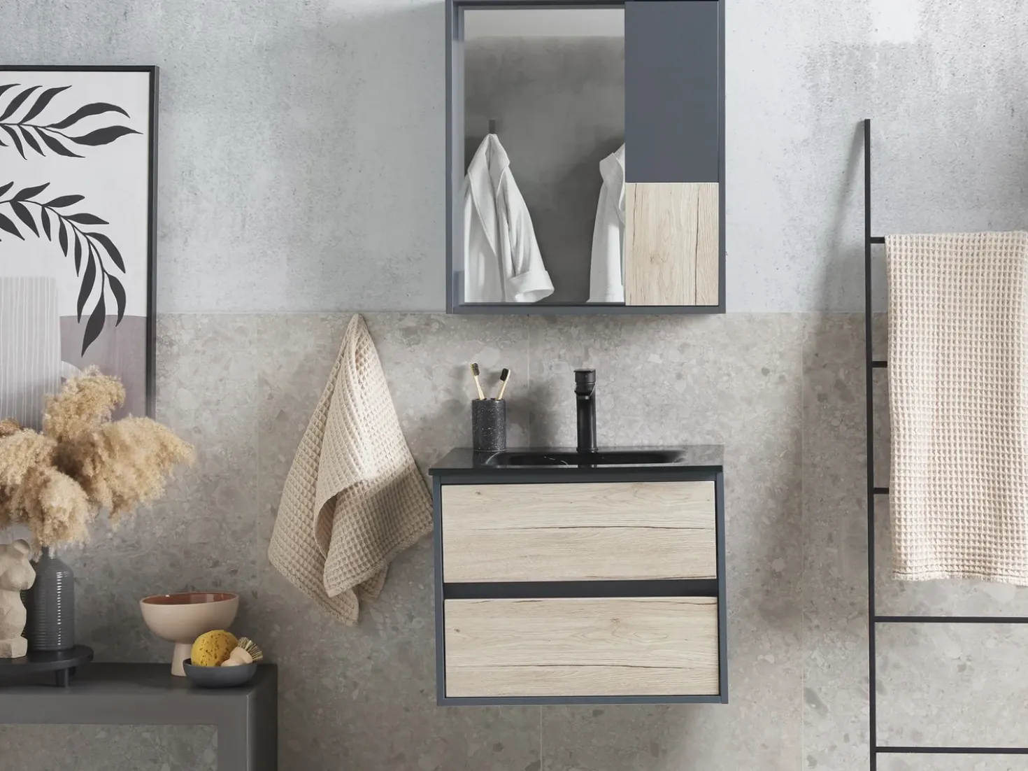Set di mobili da bagno TERUEL Grigio