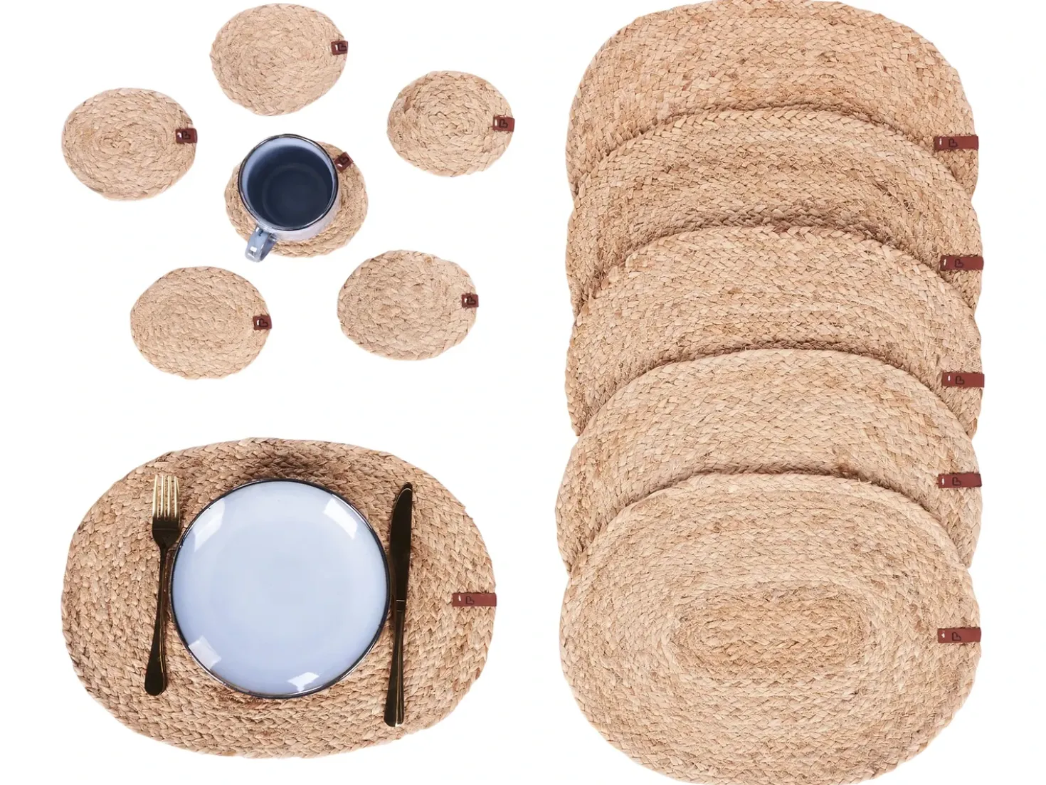 Set di tovagliette e sottobicchieri BUSHYLARK Iuta Naturale