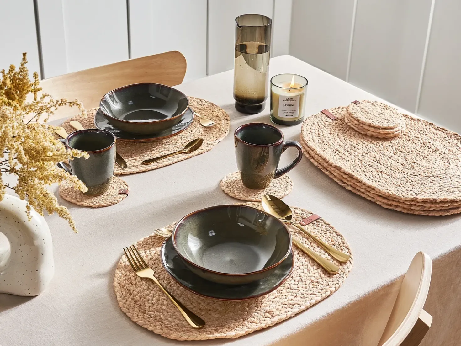 Set di tovagliette e sottobicchieri BUSHYLARK Iuta Naturale