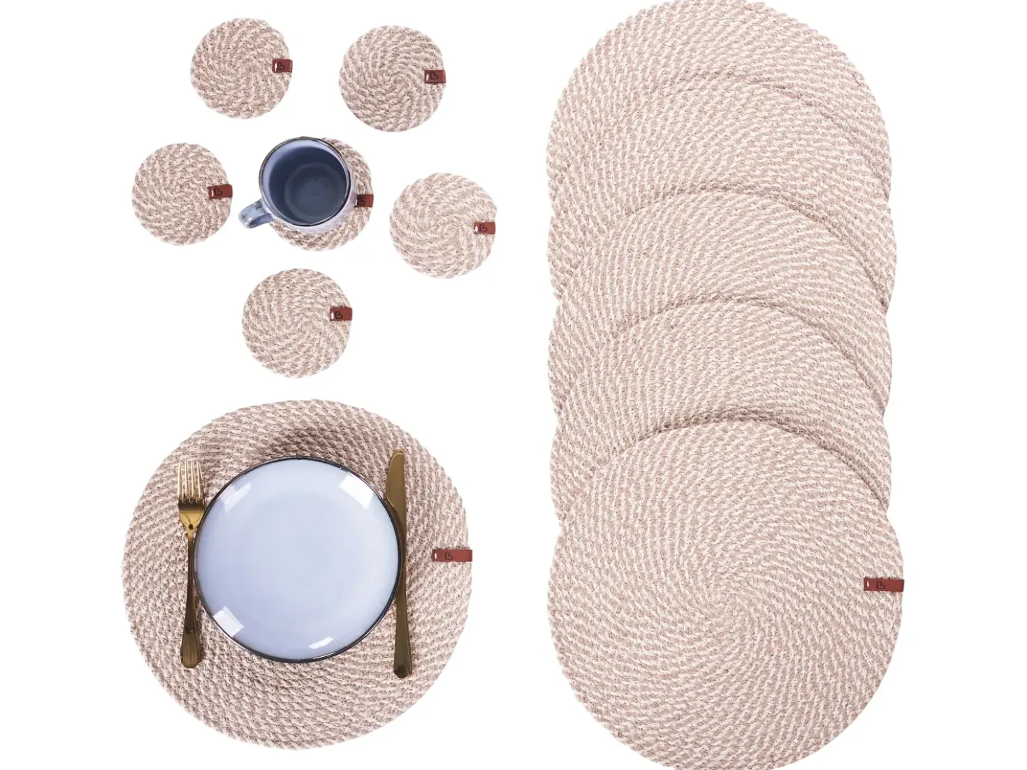 Set di tovagliette e sottobicchieri PIPTURUS Iuta Naturale