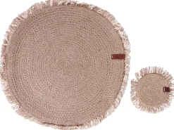 Set di tovagliette e sottobicchieri RIBBERY Iuta Naturale