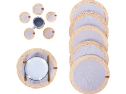Set di tovagliette e sottobicchieri ROSELLA Iuta Cotone Grigio