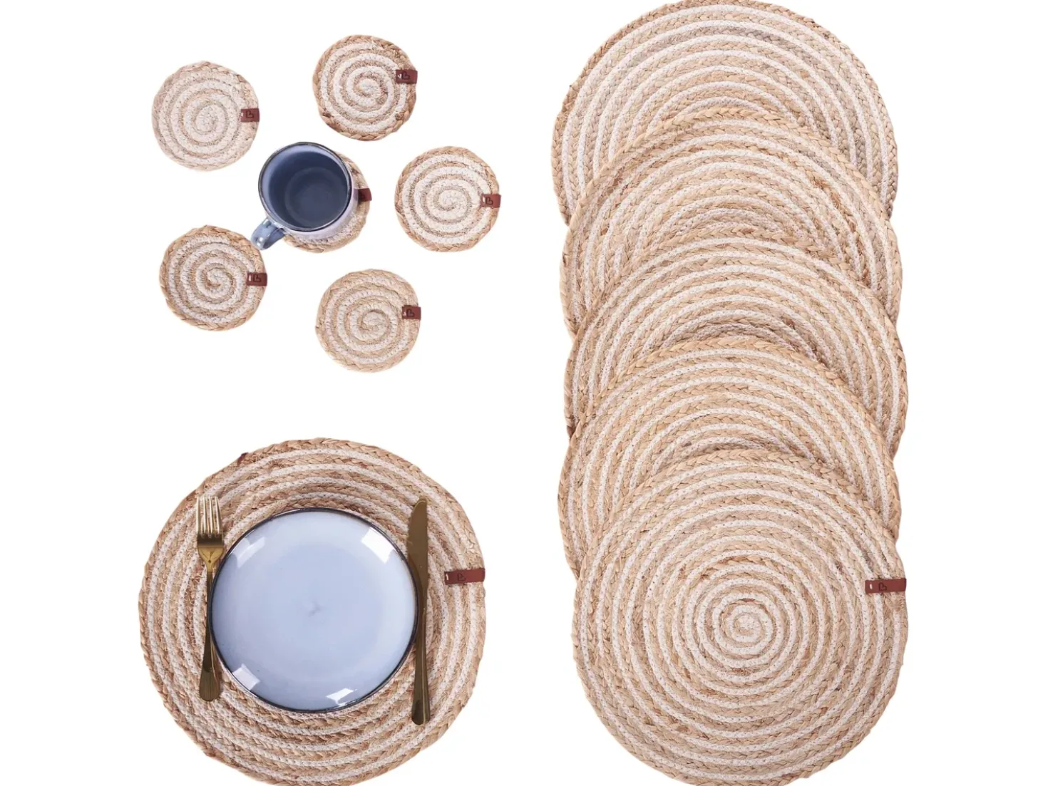 Set di tovagliette e sottobicchieri QUININE Iuta Naturale