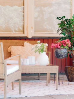 Set divani con tavolino MARSALA Rattan sintetico (PE) Marrone chiaro