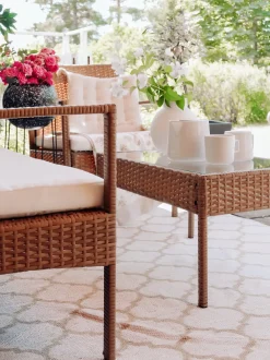 Set divani con tavolino MARSALA Rattan sintetico (PE) Marrone chiaro