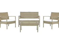 Set divani con tavolino MARSALA Rattan sintetico (PE) Marrone chiaro