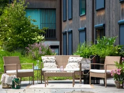 Set divani con tavolino MARSALA Rattan sintetico (PE) Marrone chiaro