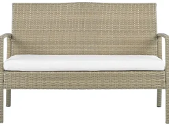 Set divani con tavolino MARSALA Rattan sintetico (PE) Marrone chiaro
