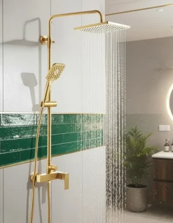Set doccia con miscelatore e soffione a pioggia COLORADA Oro