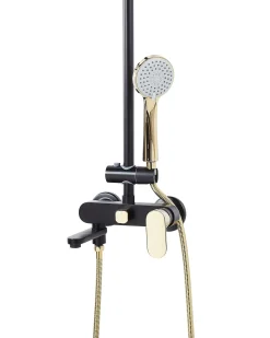 Set doccia con miscelatore e soffione a pioggia GURARA Nero/Oro