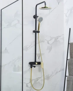 Set doccia con miscelatore e soffione a pioggia GURARA Nero/Oro