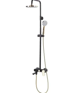 Set doccia con miscelatore e soffione a pioggia GURARA Nero/Oro