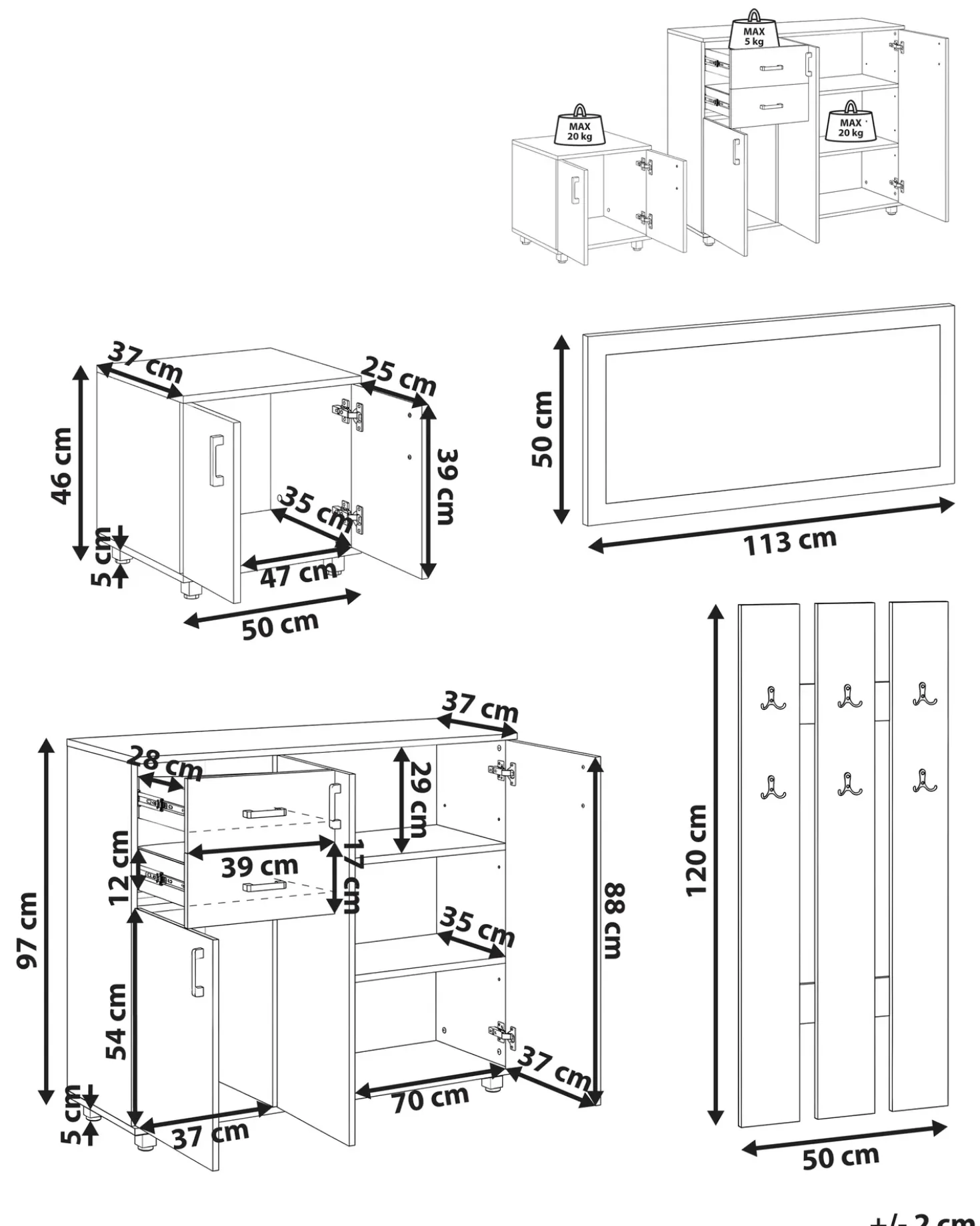 Set per corridoio BURRA Bianco