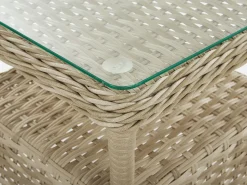 Set salotto da giardino con tavolo e pouf 2 posti PONZA Rattan sintetico (PE) Beige
