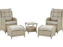 Set salotto da giardino con tavolo e pouf 2 posti PONZA Rattan sintetico (PE) Beige