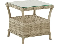 Set salotto da giardino con tavolo e pouf 2 posti PONZA Rattan sintetico (PE) Beige