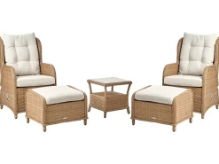 Set salotto da giardino con tavolo e pouf 2 posti PONZA Rattan sintetico (PE) Marrone