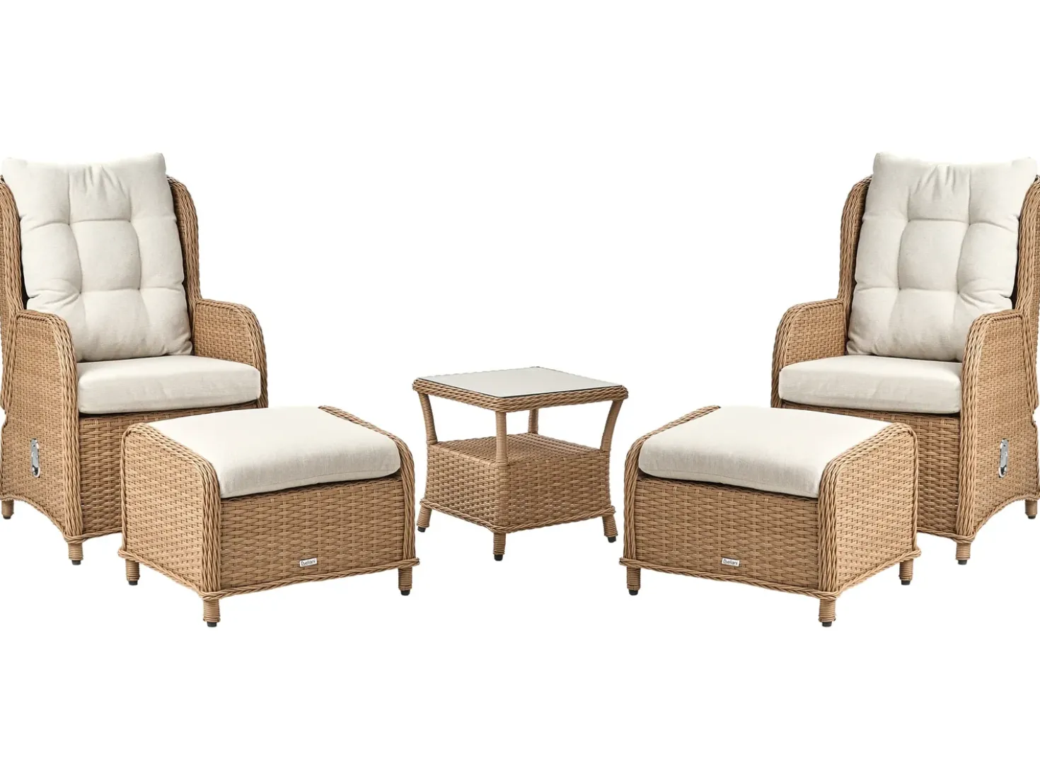 Set salotto da giardino con tavolo e pouf 2 posti PONZA Rattan sintetico (PE) Marrone