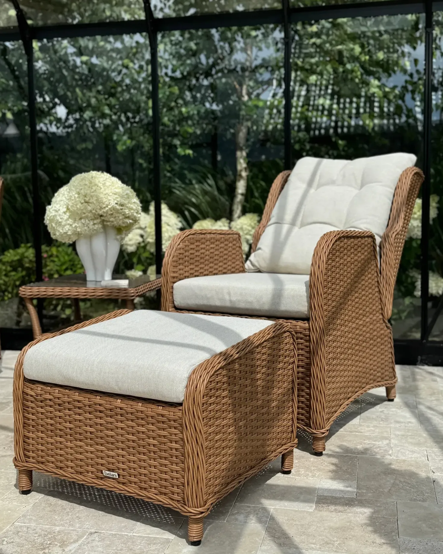 Set salotto da giardino con tavolo e pouf 2 posti PONZA Rattan sintetico (PE) Marrone