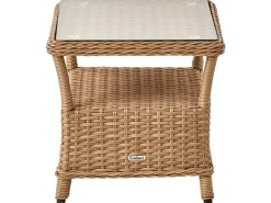 Set salotto da giardino con tavolo e pouf 2 posti PONZA Rattan sintetico (PE) Marrone