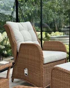 Set salotto da giardino con tavolo e pouf 2 posti PONZA Rattan sintetico (PE) Marrone