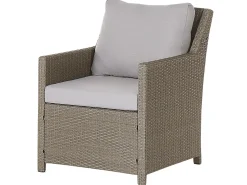 Set salotto da giardino con tavolo e pouf 5 posti FONTI con cuscini Rattan sintetico (PE) Tortora