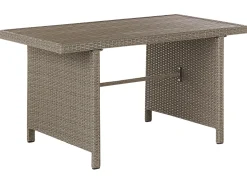 Set salotto da giardino con tavolo e pouf 5 posti FONTI con cuscini Rattan sintetico (PE) Tortora