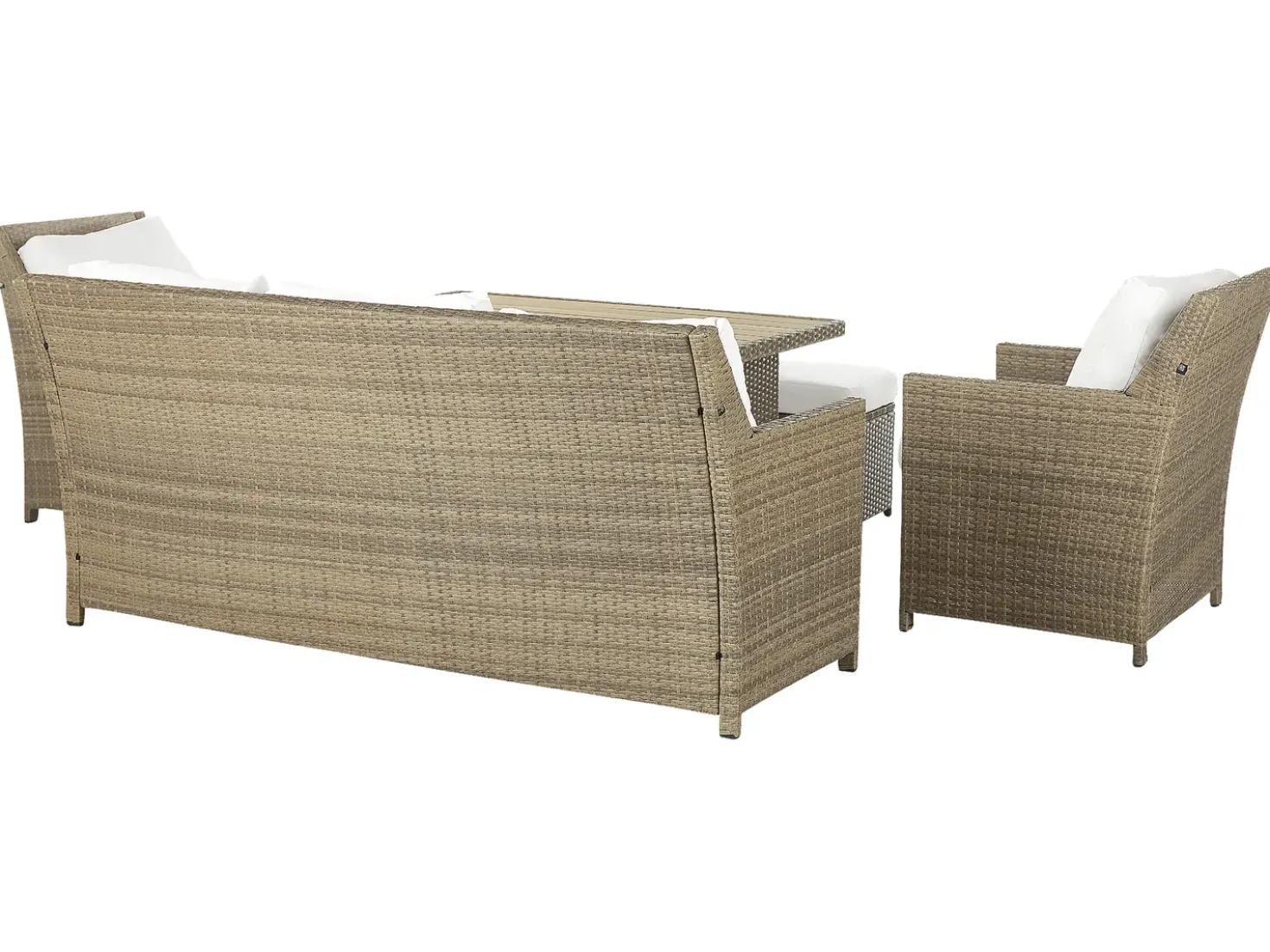 Set salotto da giardino con tavolo e pouf 5 posti FONTI con cuscini Rattan sintetico (PE) Marrone