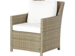 Set salotto da giardino con tavolo e pouf 5 posti FONTI con cuscini Rattan sintetico (PE) Marrone