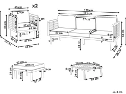 Set salotto da giardino con tavolo e pouf 5 posti BARATTI Legno d'acacia Marrone