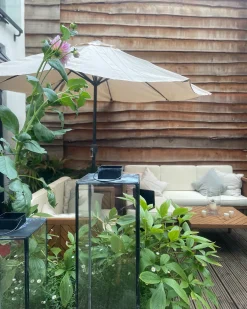 Set salotto da giardino con tavolo e pouf 5 posti BARATTI Legno d'acacia Marrone