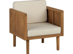 Set salotto da giardino con tavolo e pouf 5 posti BARATTI Legno d'acacia Marrone