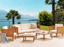 Set salotto da giardino con tavolo e pouf 5 posti BARATTI Legno d'acacia Marrone