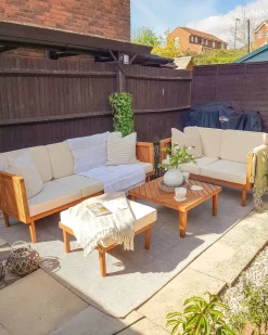 Set salotto da giardino con tavolo e pouf 5 posti BARATTI Legno d'acacia Marrone