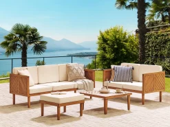 Set salotto da giardino con tavolo e pouf 5 posti BARATTI Legno d'acacia Marrone