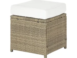 Set salotto da giardino con tavolo e pouf 5 posti BARDI con cuscini Rattan sintetico (PE) Marrone