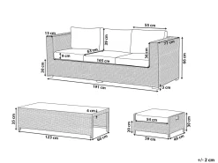 Set salotto da giardino con tavolo e pouf 5 posti BELLUNO Rattan sintetico (PE) Bianco