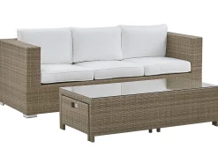 Set salotto da giardino con tavolo e pouf 5 posti BELLUNO Rattan sintetico (PE) Bianco