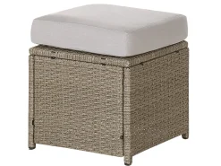 Set salotto da giardino con tavolo e pouf 5 posti BARDI con cuscini Rattan sintetico (PE) Tortora