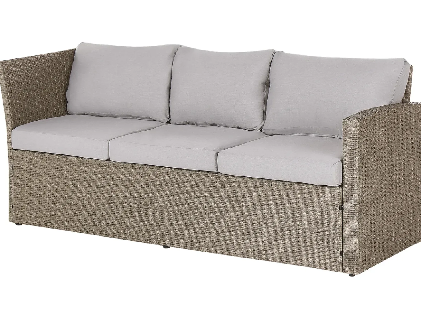 Set salotto da giardino con tavolo e pouf 5 posti BARDI con cuscini Rattan sintetico (PE) Tortora