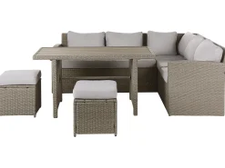 Set salotto da giardino con tavolo e pouf 5 posti BARDI con cuscini Rattan sintetico (PE) Tortora