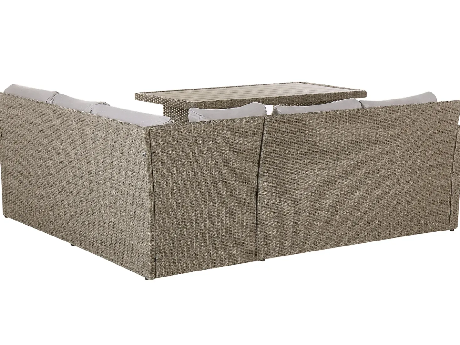 Set salotto da giardino con tavolo e pouf 5 posti BARDI con cuscini Rattan sintetico (PE) Tortora